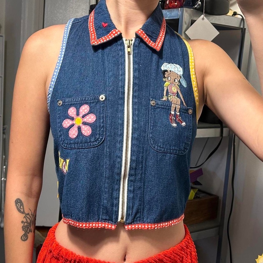 Angel Blue Betty Boop embroidered denim vest!